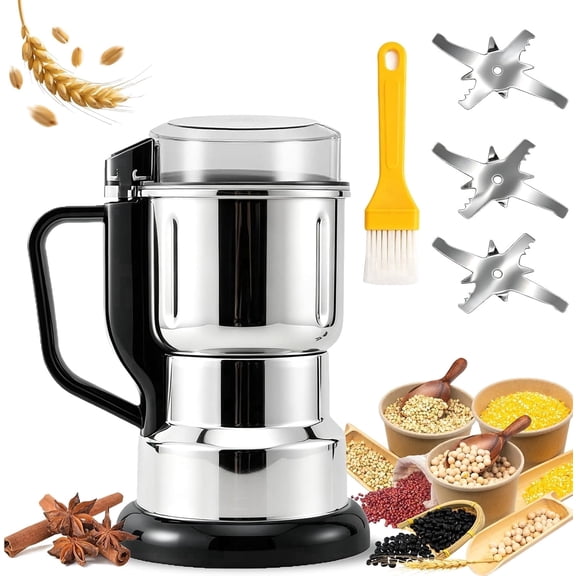 High Speed Stainless Steel Grain Grinder, Electric Food Flour Mill Spice Grinders Home Kitchen
