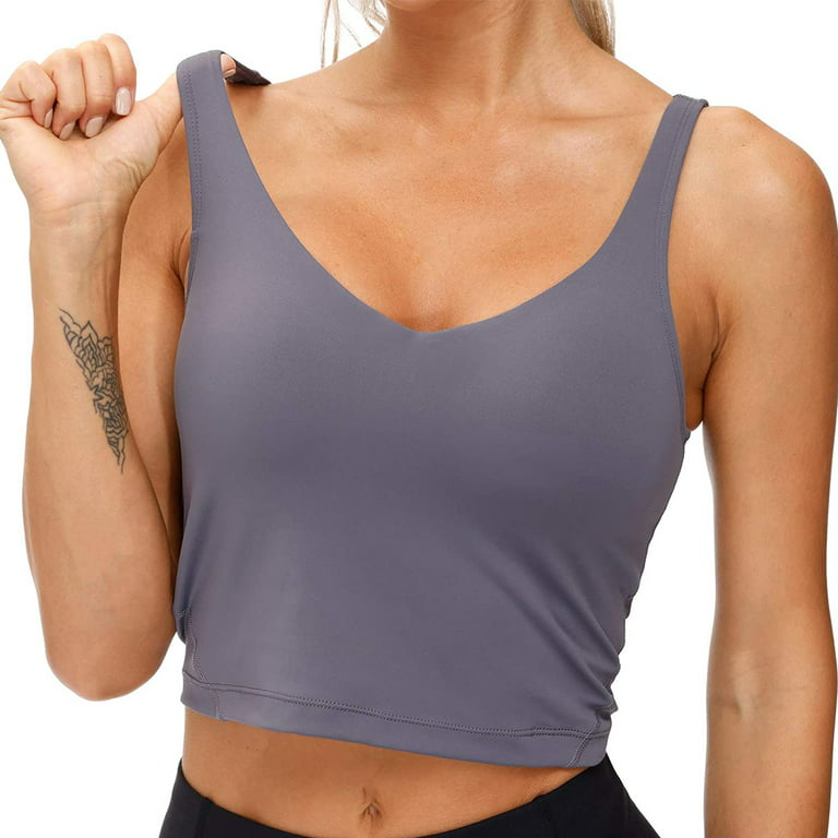 CRZ YOGA Seamless Workout Tank Tops for Women Racerback Athletic Camisole Sports  Shirts with Built in Bra Medium Black