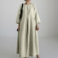 thumbnail image 6 of WTOBBY Fashionable Solid-Color Round-Neck Long-Sleeve Loose Swing Pocket Dress for Ladies Flowy A-Line Silhouette with Functional Pockets Casual Chic for Everyday Outings and Errands,Beige XL, 6 of 6