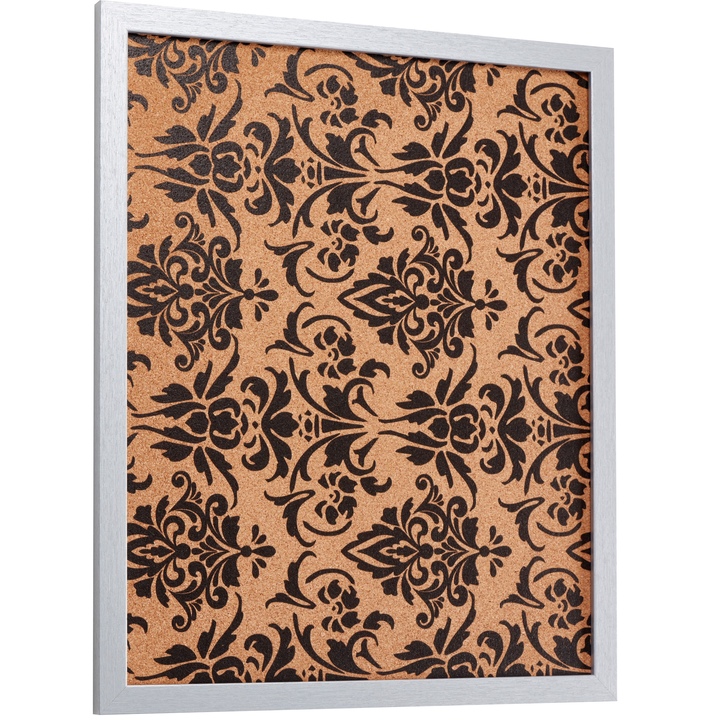 Craig Frames Decorative Cork Bulletin Board, 18.5x23 Inch, Silver Frame with Fleur de Lis Pattern