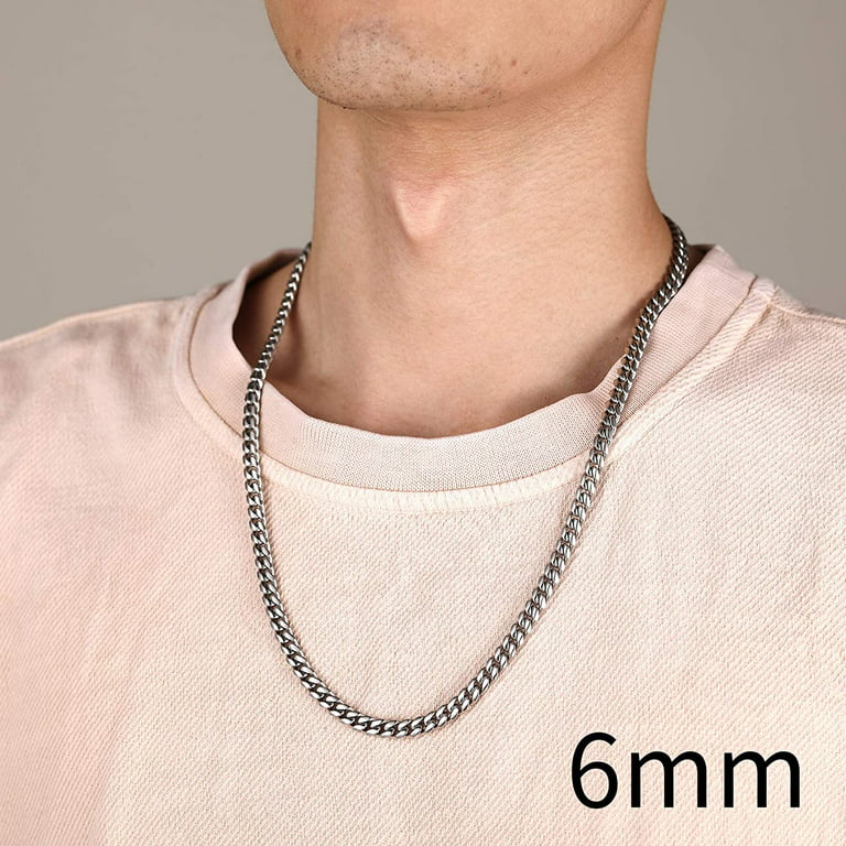 Stainless Steel Grooved Chain Link Necklace / CHN2468