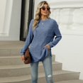 thumbnail image 4 of SWSMCLT Women's Soft Sweater Long Sleeve Casual Warm Tunic Top Knit Crewneck Fashion Spring Spandex Tunics Blue Small, 4 of 5