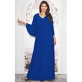thumbnail image 3 of KOH KOH Long Cape Batwing Sleeve Modest Full Floor Length Flowy Fall Winter Elegant Evening Formal Funeral Church Wedding Guest Tall Maxi Dress Gown For Women Cobalt Royal Blue Small US 4-6 NT117, 3 of 6