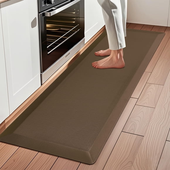 Anti Fatigue Kitchen Mats for Floor, Brown 9/10 Extra Thick Cushioned Standing Desk Mat, Comfort Memory Foam Ergonomic Kitchen Rugs and Mats Non-Slip