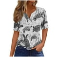 thumbnail image 2 of Teissuly Summer Tops For Women Vacation Trendy V Neck Short Sleeve Shirts Casual Loose Spring Vintage Floral Print Comfy Tunic Clothes, 2 of 5