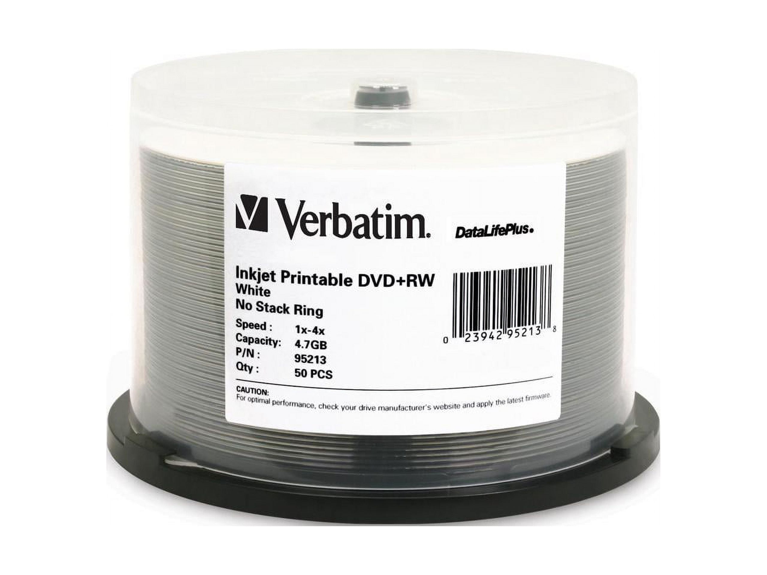 VERBATIM DVD+RW DL+ INK 50PK 4.7GB/4X SPIND-WHT, 50CT yield
