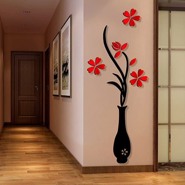 3d Wall Sticker Decals Bangcool Removable Flowering Plant Stickers Art Decor For Living Room Bedroom Bathroom Restaurant Girls Kids Com - Wall Stickers Art For Living Room