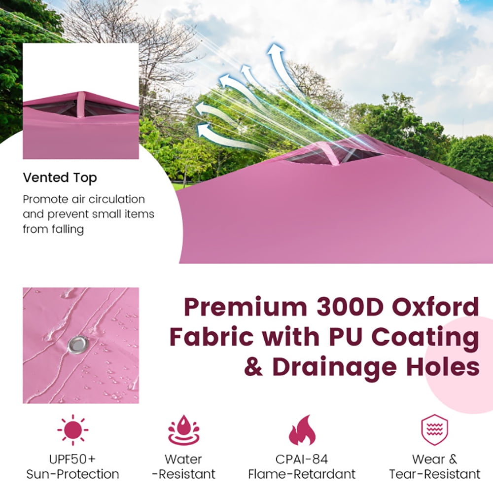 Aimee Lii 10 x 10 Feet Foldable Commercial Pop-up Canopy with Roller Bag and Banner Strip, Backyard Canopy Gazebo for Party Camping BBQ Events, Pink