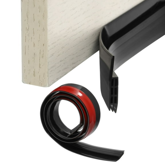 1 Pack Silicone Door Draft Stopper Door Weather Stripping Door Sweep, Black