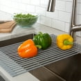thumbnail image 3 of Kitchen Details Silicone Coated Roll Up over the Sink Drying Rack, Grey, 3 of 7