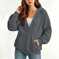 thumbnail image 6 of DISKEBUISS Women's Wrap V Neck Hoodie Long Sleeve Front Kangaroo Pocket Loose Casual Sweatshirt, 6 of 7