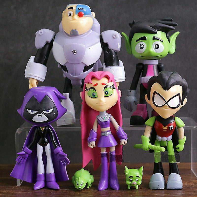 7pcs/set Teen Titans Go Robin Cyborg Beast Boy Raven Action Figure