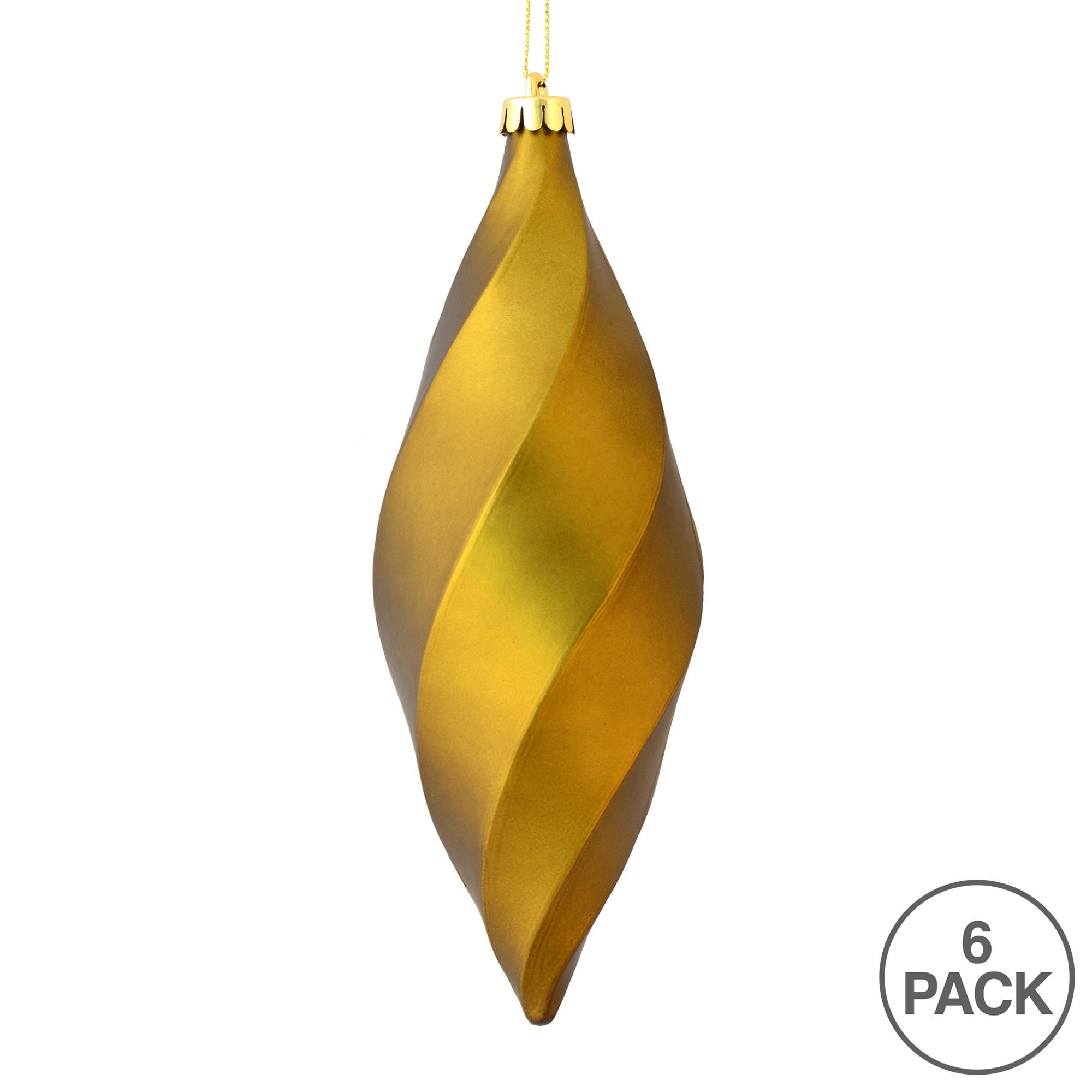Vickerman 8" White Matte Swirl Finial Ornament, Pack of 6
