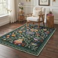 thumbnail image 3 of GENIMO 5'x7' Area Rug for Living Room, Machine Washable Non Slip Low Pile Rug for Bedroom Dining Room, Vintage Floral, Forest Green, 3 of 7