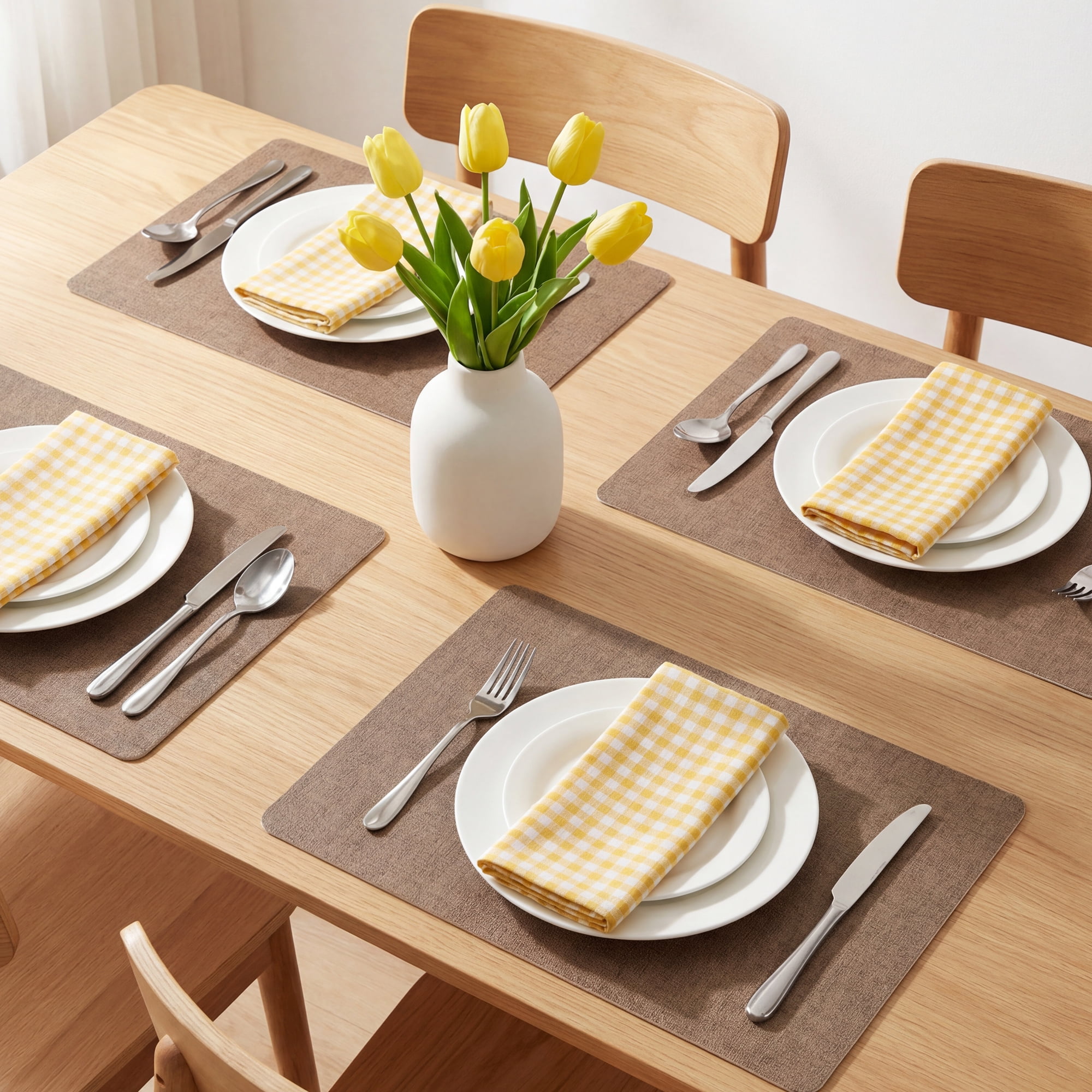 Unique Bargains 6pcs Faux Leather Placemats for Kitchen Coffee 16.9"x11.8"