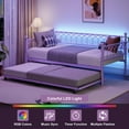 thumbnail image 4 of Memoryfield Twin Daybed with Trundle, Metal Bed Frame with Charging Station & LED Lights, Steel Slat Support for Living Room, Guest Room & Small Spaces, Purple, 4 of 7