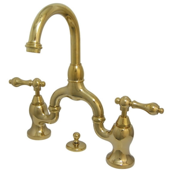 Kingston Brass KS7992AL English Country Bathroom Bridge Mounted Faucet, Polished Brass