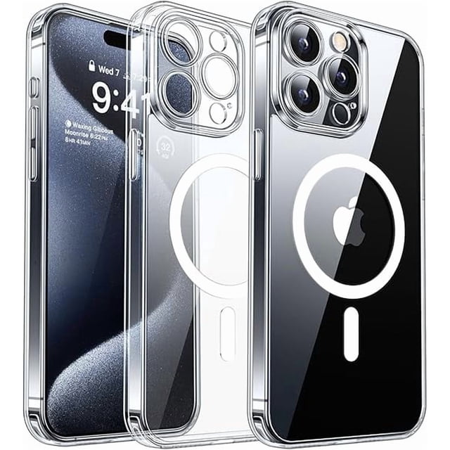 Funda Magnética Mate para Teléfono para iPhone 15 Pro Max, Cubierta a Prueba de Golpes Compatible con MagSafe - Transparente