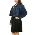 thumbnail image 5 of GRACE & GRANDEUR Women's Plus Jean Jackets Button Down Denim Bomber Jacket, 5 of 5