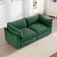 thumbnail image 2 of Newest 2 Seater Sofa,Pull out Storage Drawers Under Each Seat, Crescent-shaped Armrests,Wraparound , Suitable for Small Living Rooms, Chenille Green, 2 of 20