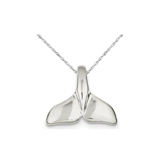 Gem & Harmony Whale Tail Charm Pendant Necklace in Sterling Silver with Chain for Women