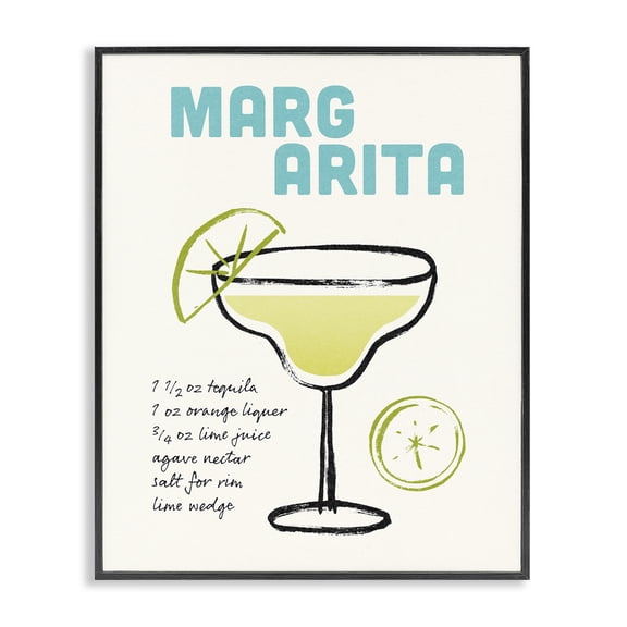 Stupell Industries Modern Margarita Drink Recipe Black Framed Giclee Art, 11 x 14, by Victoria Barnes