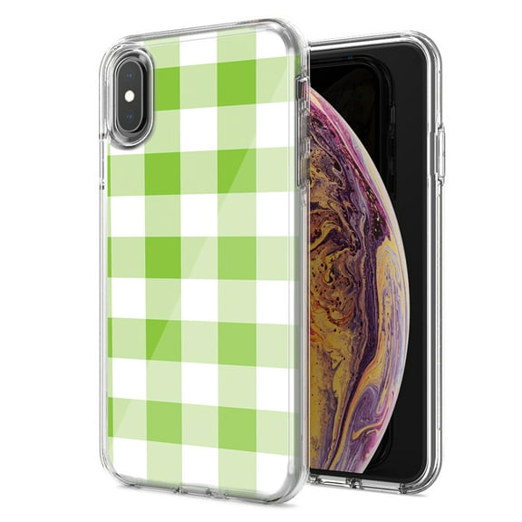 MUNDAZE For Apple Iphone Xr Green Plaid Design Double Layer Phone Case Cover