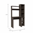 thumbnail image 3 of Triple Tree 63.9" Height Computer Desk with Bulit-in Bookshelf, Home Office Writing Desk Studying Table with 6 Storage Shelves for Living Room, Bedroom, Brown, 3 of 7