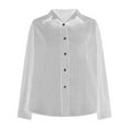 thumbnail image 5 of JGGSPWM Women Cuffed Striped Boyfriend Shirt Casual Button Down Collared Flap Pocket Blouse White L, 5 of 5