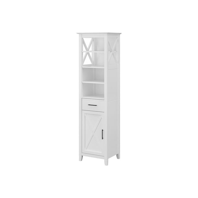 Key West Tall Bathroom Storage Cabinet in White Ash - Engineered Wood