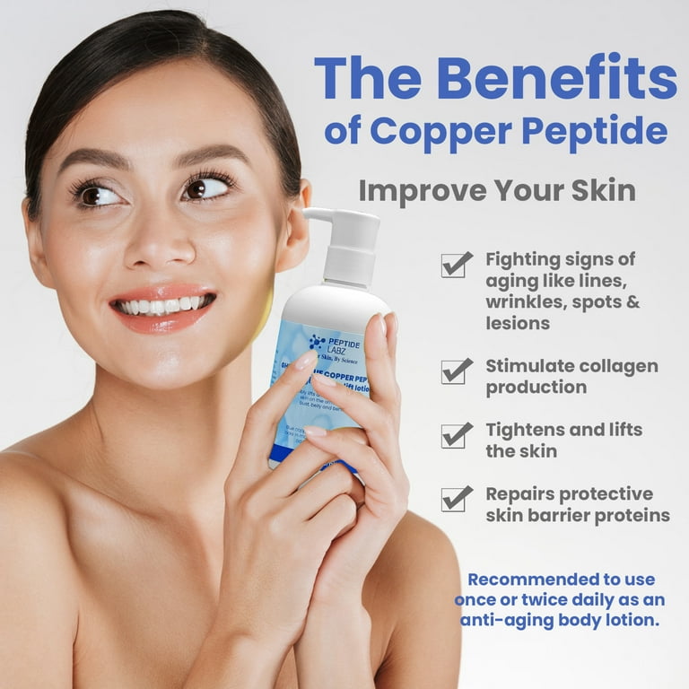 GHK-Cu Copper Peptide Body Lotion - Anti Aging - Skin Tightening - Anti  Wrinkle 10 fl oz