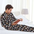 thumbnail image 5 of KLL Snowflake Cream Hot Cocoa Sleepwear Mens Flannel Pajamas,Long Cotton Pj Set, 5 of 7