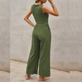 thumbnail image 4 of Wycnly Womens Jumpsuits High Waist Pleated Wide Leg Casual Tank Long Jumpsuits Overalls Trendy Solid U-Neck Sleeveless Maxi Summer Rompers Army Green xxxl, 4 of 7