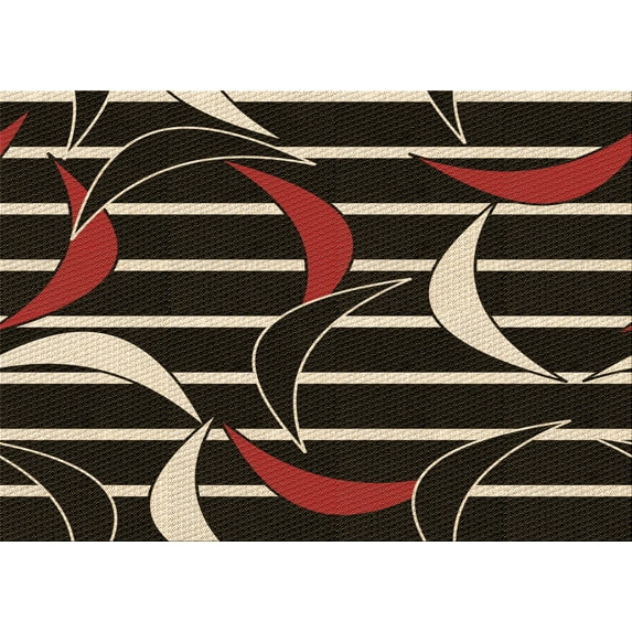 Ahgly Company Indoor Rectangle Patterned Black Bean Brown Area Rugs, 4' x 6'