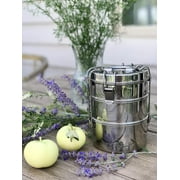 To Go Ware 3-Tier Stainless Steel Tiffin Lunch Box with Small Sidekick Container
