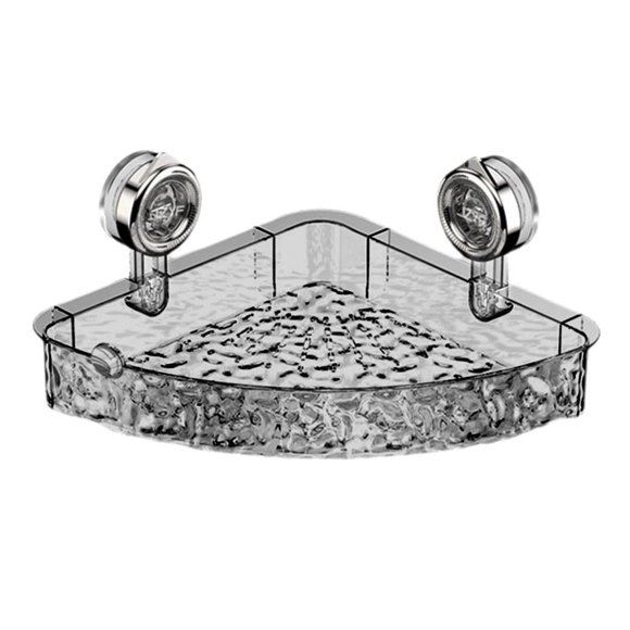 No Drill Clear Suction Cup Shower Caddy, Bathroom Corner Storage Shelf Wall Organizer Rack Grey