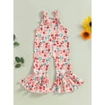 thumbnail image 4 of Bagilaanoe Toddler Baby Girl Jumpsuit Sleeveless Floral Print Romper Overalls 6M 12M 18M 24M 3T 4T Kids Long Flared Pants Summer Outfits, 4 of 7