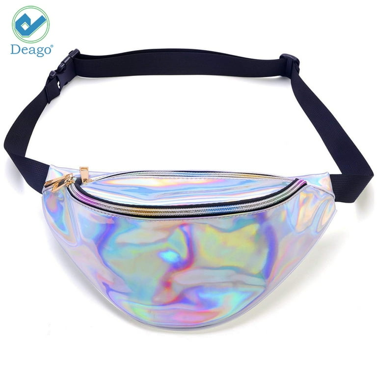 Deago Festival Rave Women Holographic Fanny Pack Shiny Sling Waist