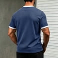 thumbnail image 4 of IYTR Mens V-Neck Short Sleeve Slim Fit T-Shirt Contrast Trim Cuff Casual Summer Athletic Gym Workout Solid Color Muscle Tee (Navy,XL), 4 of 8