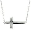JewelryAffairs Sideways Cross Necklace In Sterling Silver, 18"