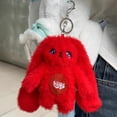 thumbnail image 3 of Kpop YuQi Doll Keychain 15CM Cartoon Red Rabbit Plush Doll Bag Pendant Keyring Filling PP Cotton Soft Short Plush Toy Fans Gift, 3 of 5