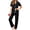 A-Black, variant on UVN Fall 2 Piece Pajamas for Women Short Sleeve Top and Long Pant Casual Button up Sleepwear Ladies Matching Set