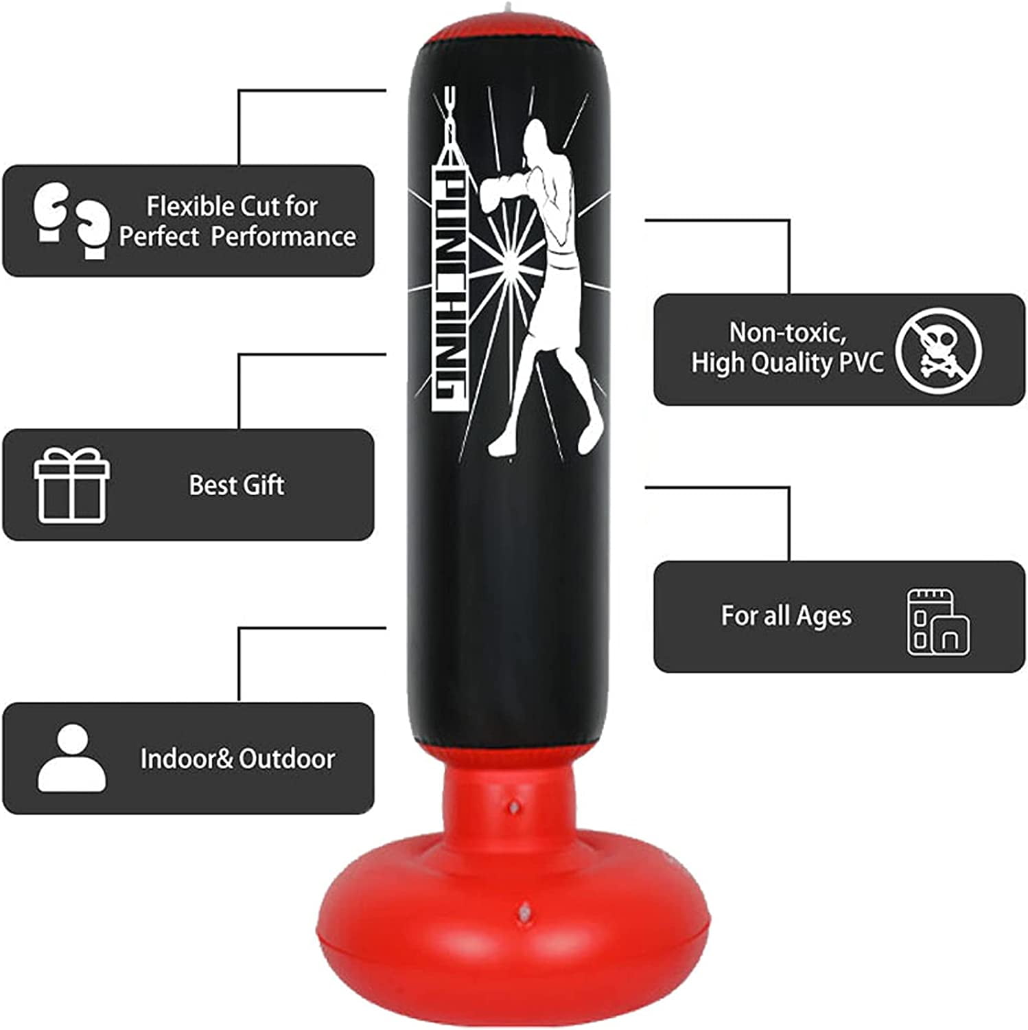 63 inch Kids Punching Bag Set, Heavy Duty Wall Mounted Punching Bag for Youth MMA, Martial Kongfu Thai Training