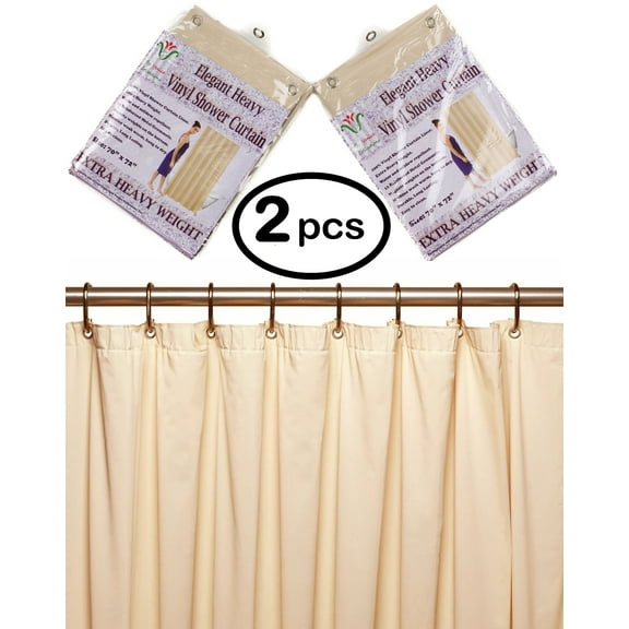 Venice Elegant Home Heavy Duty Vinyl Shower Curtain Liner With 12 Metal Grommets 2-Pack Sand