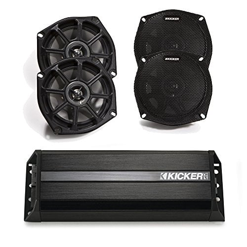 Kicker Motorcycle 5.25 Inch Speakers (2 pair) with Kicker 300 watt 4