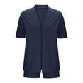 thumbnail image 6 of Busydd Two Piece Sets for Women Casual Comfy Solid Color Travel Outfits for Women Short Sleeve Cardigans and Shorts Womens Loungewear Set, 6 of 6