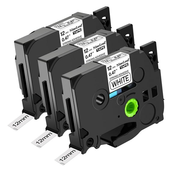 NineLeaf 3 Pack Compatible for Brother P-Touch TZe TZ Label Maker Tape TZe-S231 TZ-S231 12mm 0.47'' Extra Strength Laminated White Label Tape