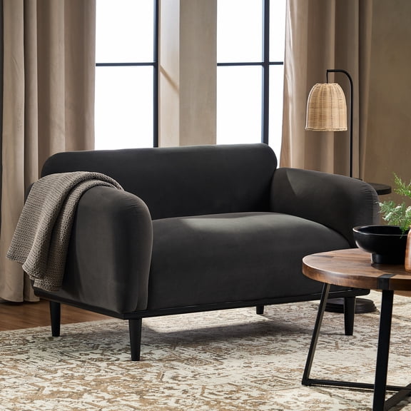 Loveseat Sofa - 50"Dark Gray Upholstered 2-Seater with Black Legs, Comfortable & Stylish for Living Room, Office, or Reading Nook,Dark Gray
