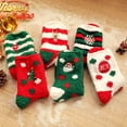 thumbnail image 2 of 6Pairs Women Christmas Fuzzy Socks Fluffy Socks Winter Warm Cozy Striped Socks Crew Socks, 2 of 5