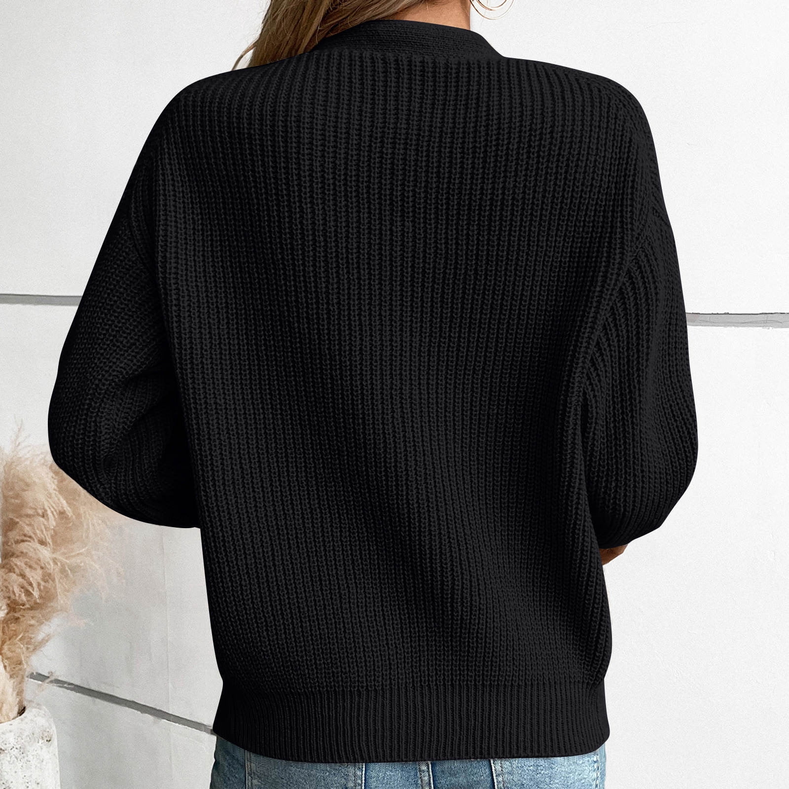 Tbopshirt Womens Striped Cardigan Sweaters,Fall Sweaters for Women,Casual Round Neck Long Sleeve Sweater Knitted Stripe Loose Blouse Tops